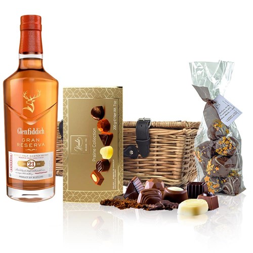 Glenfiddich 21 Year Old Gran Reserve Whisky 70cl And Chocolates Hamper